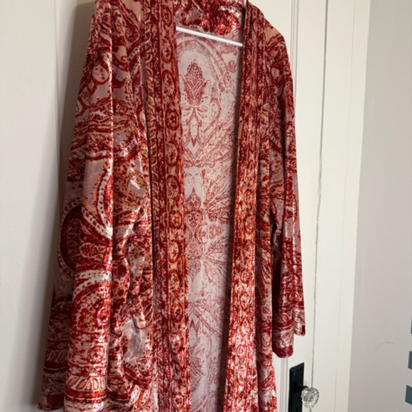 We the Free Enchanted Robe Free People Pink and Red Velvet Size XS - Picture 6 of 11